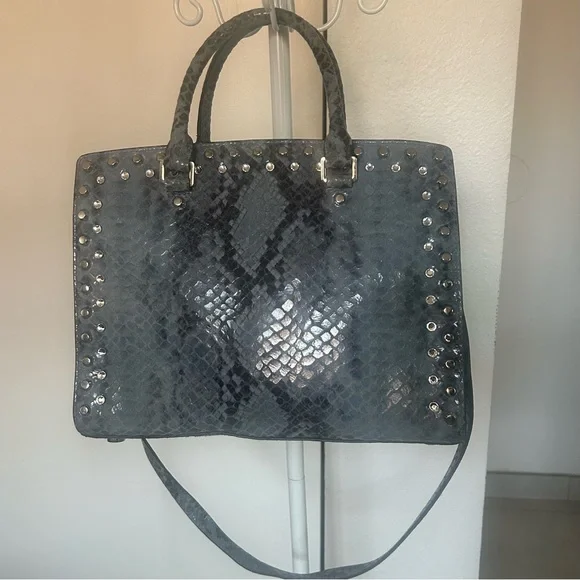 Michael Kors leather Denim Snake Print Tote - Picture 2 of 9